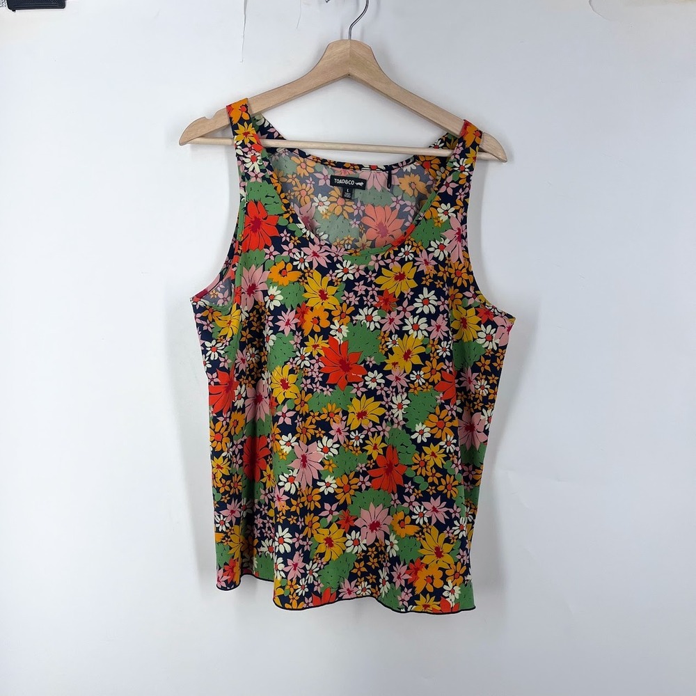 Toad&Co Sunkissed Tank Womens Large Multi Floral Scoop Neck Stretch T1112202